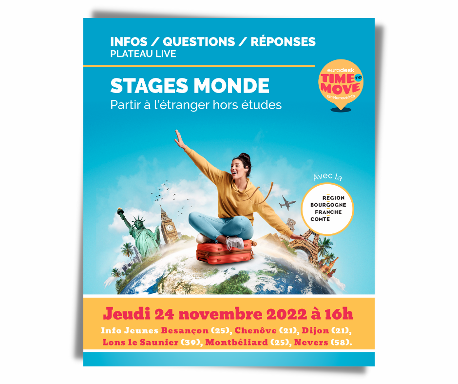 Visuel de l'atelier d'info Stages Monde du 24 novembre 2022