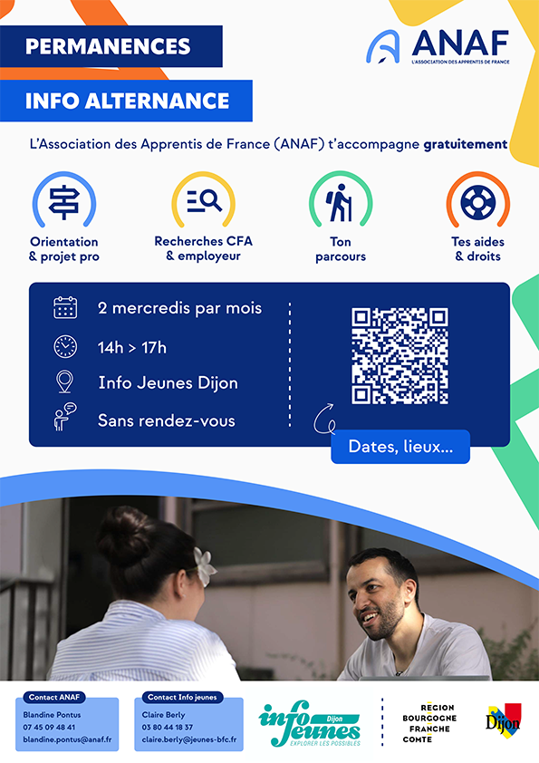 Affiche Permanences ANAF à Info Jeunes BFC site de Dijon