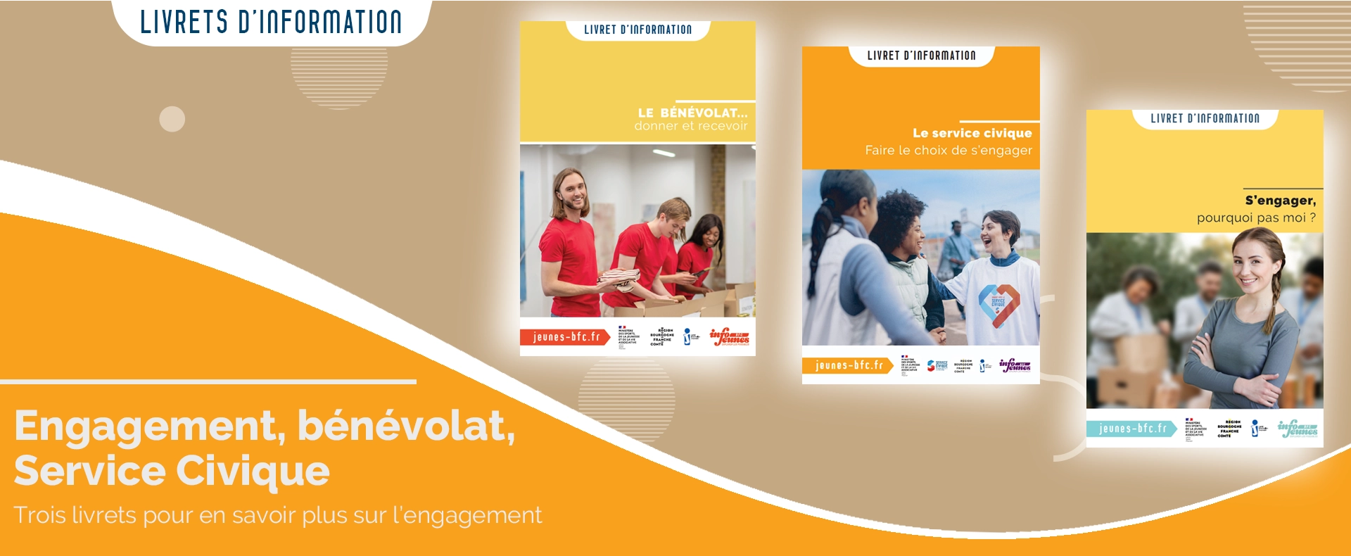 Slide Actu livrets Engagement, Service Civique, bénévolat